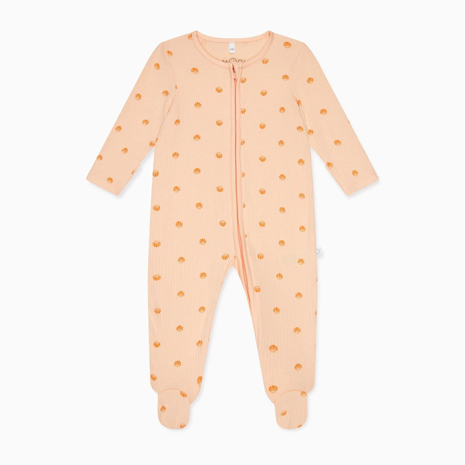 Shell Print Ribbed Clever Zip Baby Pajamas