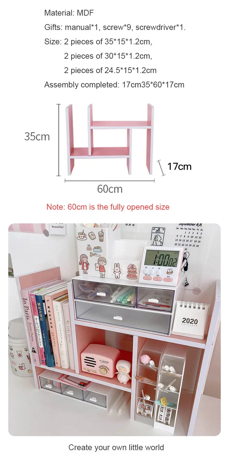 Shoppu INS White MDF Wooden Storage Desk Desktop Display Organiser Shelf