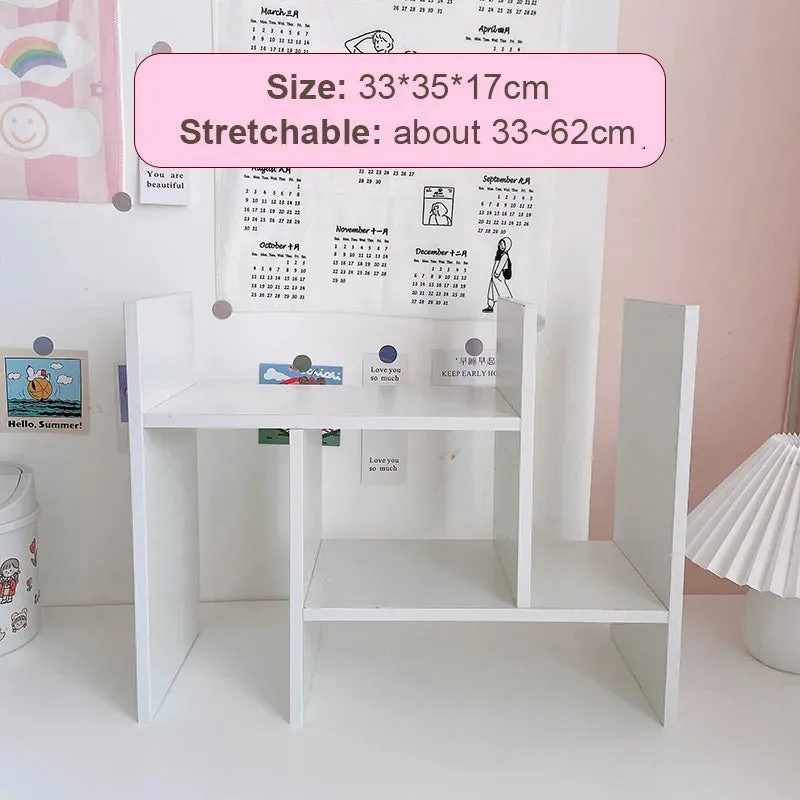 Shoppu INS White MDF Wooden Storage Desk Desktop Display Organiser Shelf