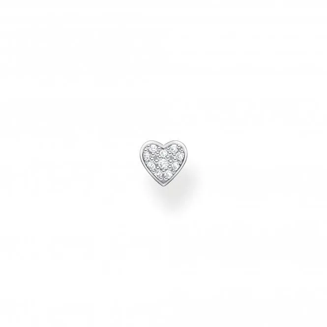 Silver Zirconia Heart Single Ear Stud H2145-051-14