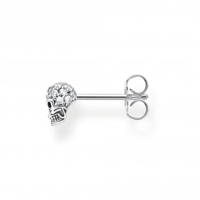 Silver Zirconia Skull Single Ear Stud H2146-643-14