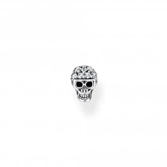 Silver Zirconia Skull Single Ear Stud H2146-643-14