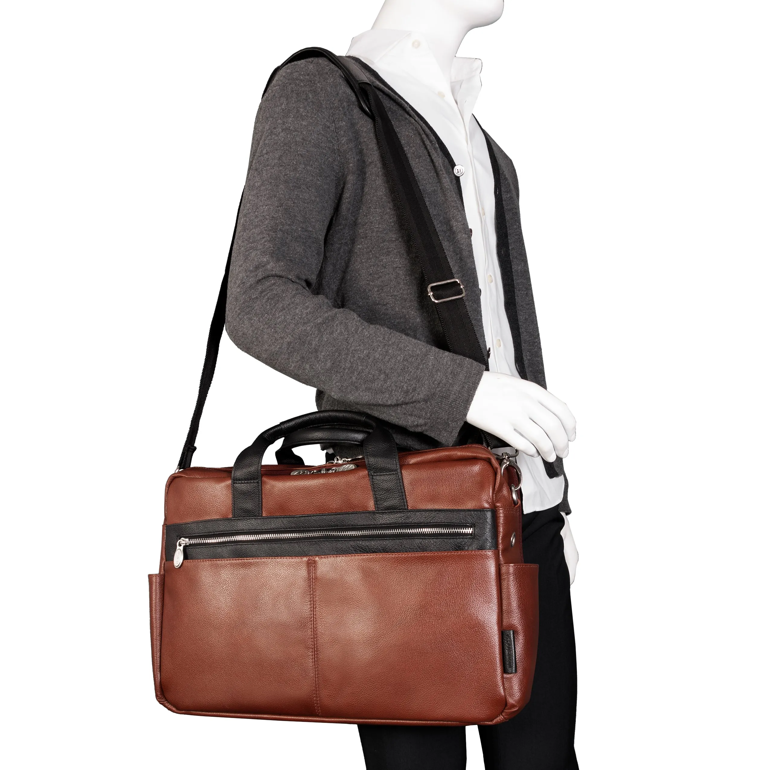 SOUTHPORT | 17” Leather Two-Tone Laptop Briefcase