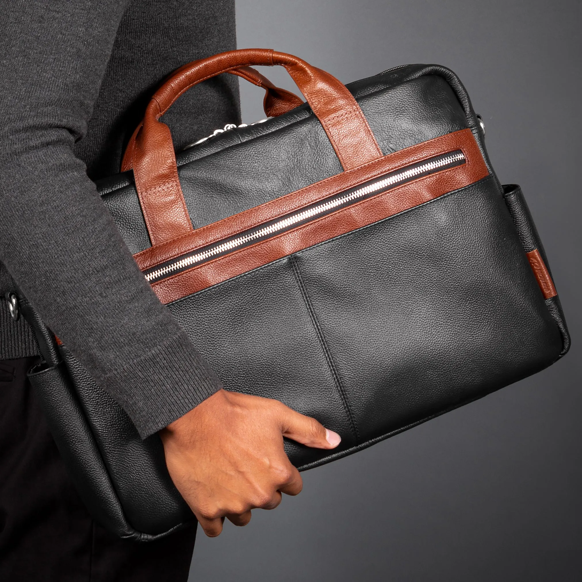 SOUTHPORT | 17” Leather Two-Tone Laptop Briefcase