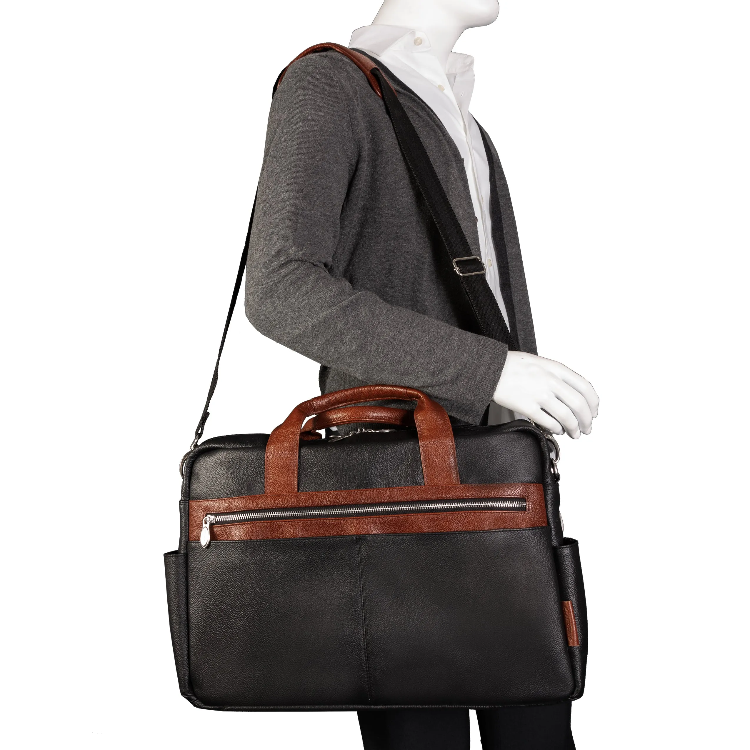 SOUTHPORT | 17” Leather Two-Tone Laptop Briefcase