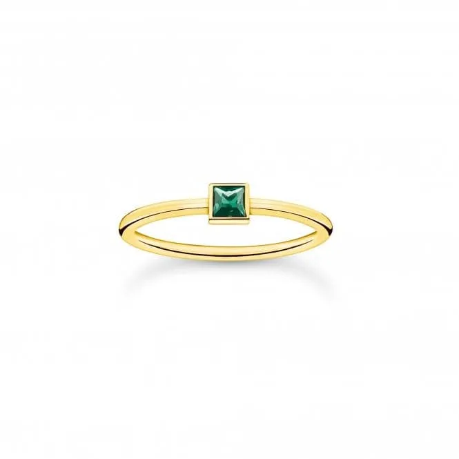 Sterling Silver Gold Plated Green Stone Ring TR2395-472-6