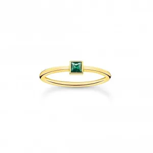 Sterling Silver Gold Plated Green Stone Ring TR2395-472-6