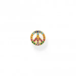 Sterling Silver Gold Plated Multicoloured Peace Single Earring H2218-488-7