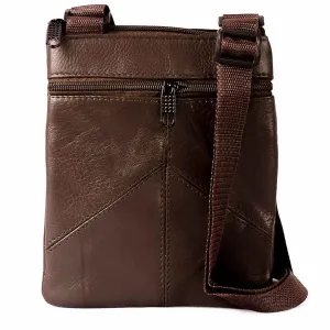 Stylish Leather Shoulder Bag Coffee Brown iPad Messenger Bag