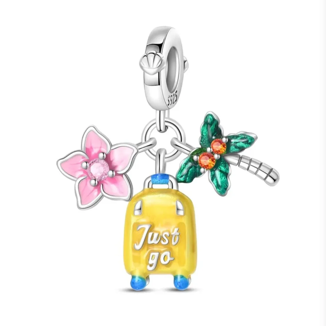 Summer Holiday Enamel Suitcase Dangle Charm