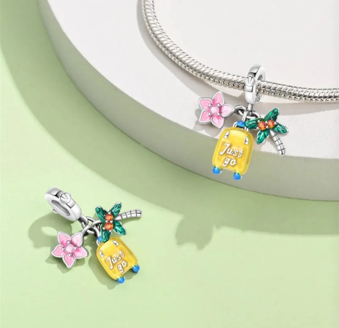 Summer Holiday Enamel Suitcase Dangle Charm