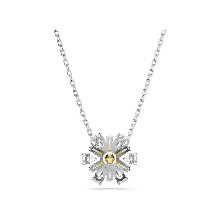 Swarovski Part of the Idyllia Collection Women's Flower Pendant with Yellow and Clear Mixed-Cut Stones in a Rhodium-Finished Setting Idyllia Pendant Necklace - 5679939