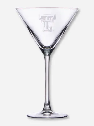 Texas Tech Etched Double T on Martini Glass