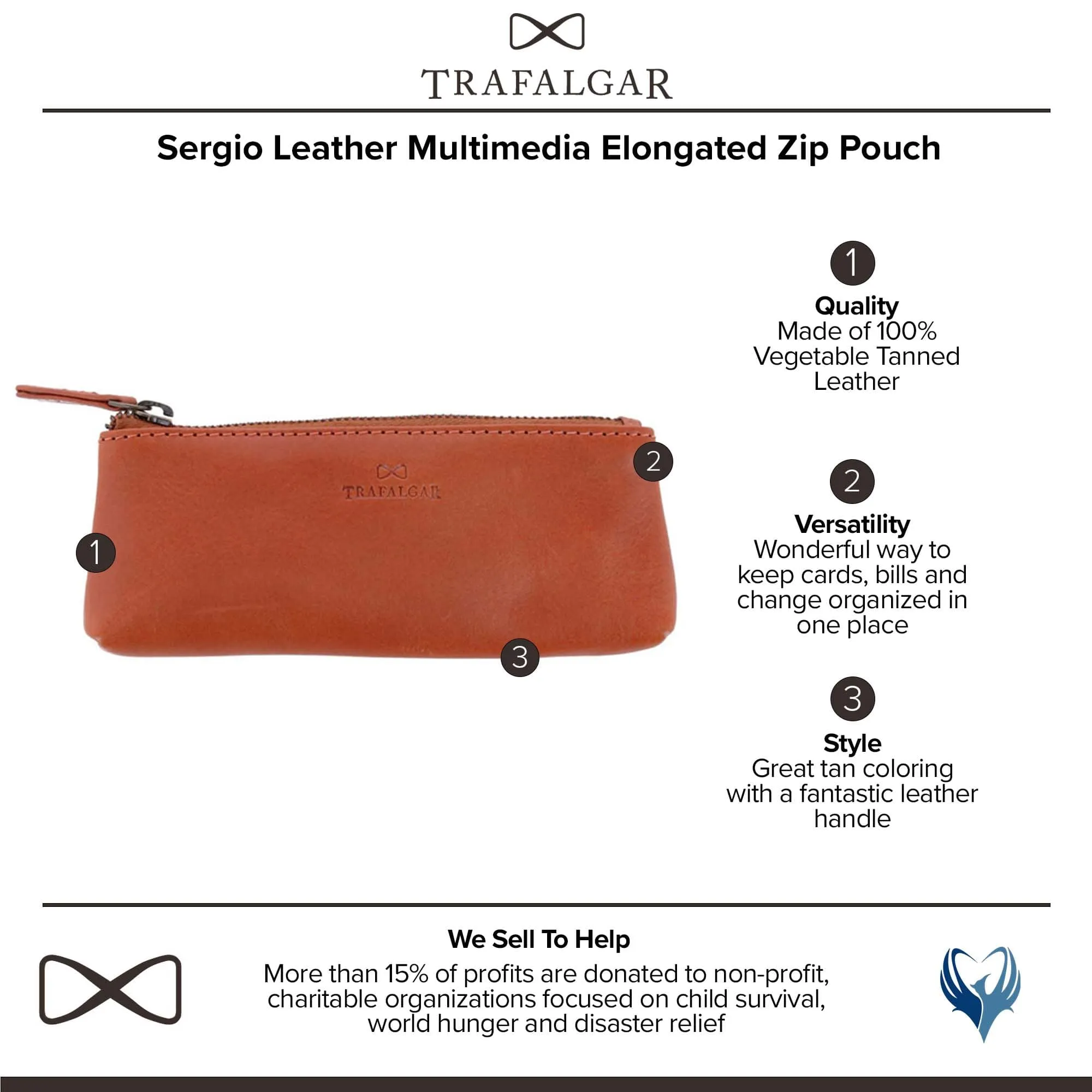 Trafalgar Sergio Leather Multimedia Elongated Zip Pouch