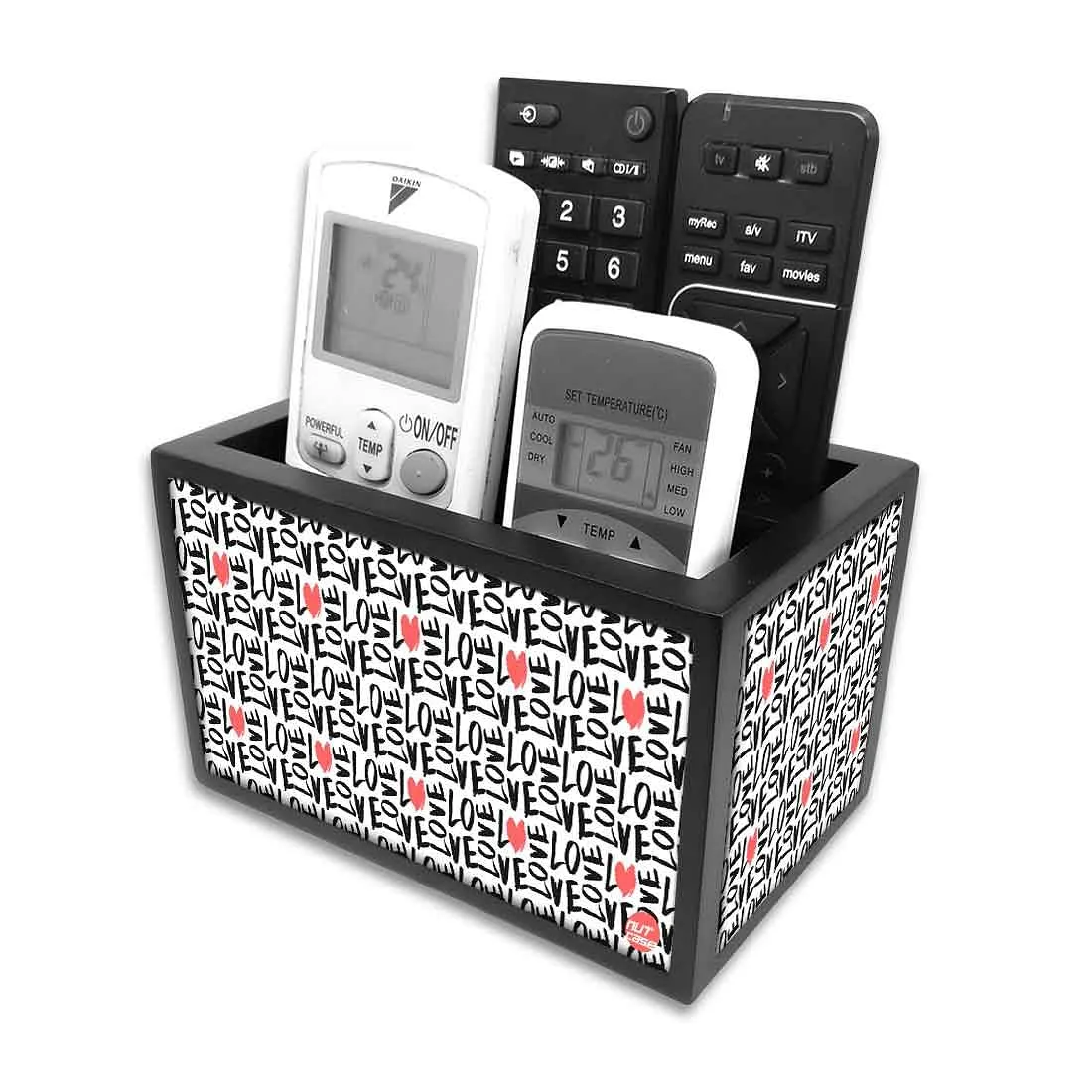 Tv Remote Control Organizer - Love Repeat Pattern