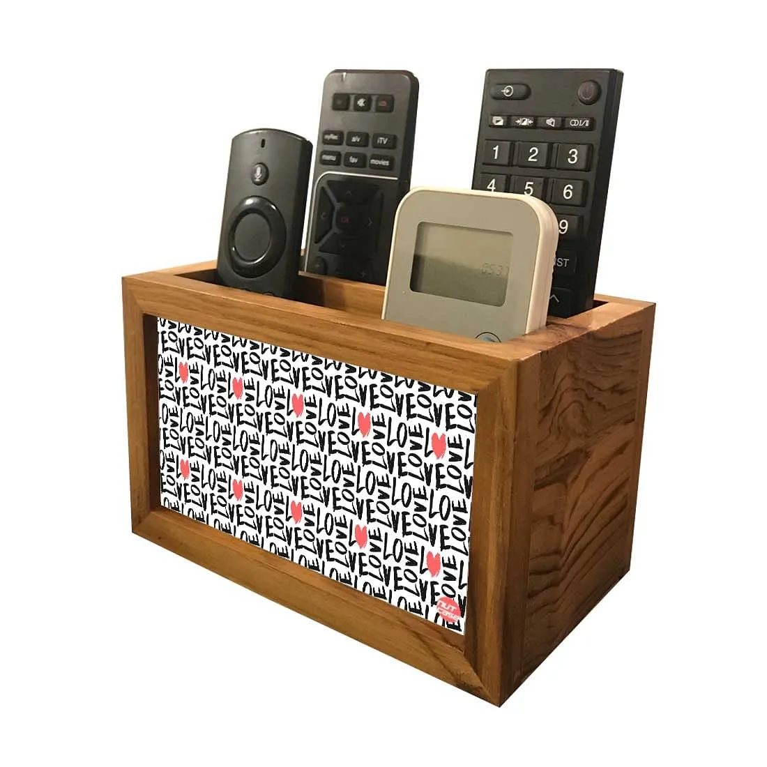 Tv Remote Control Organizer - Love Repeat Pattern