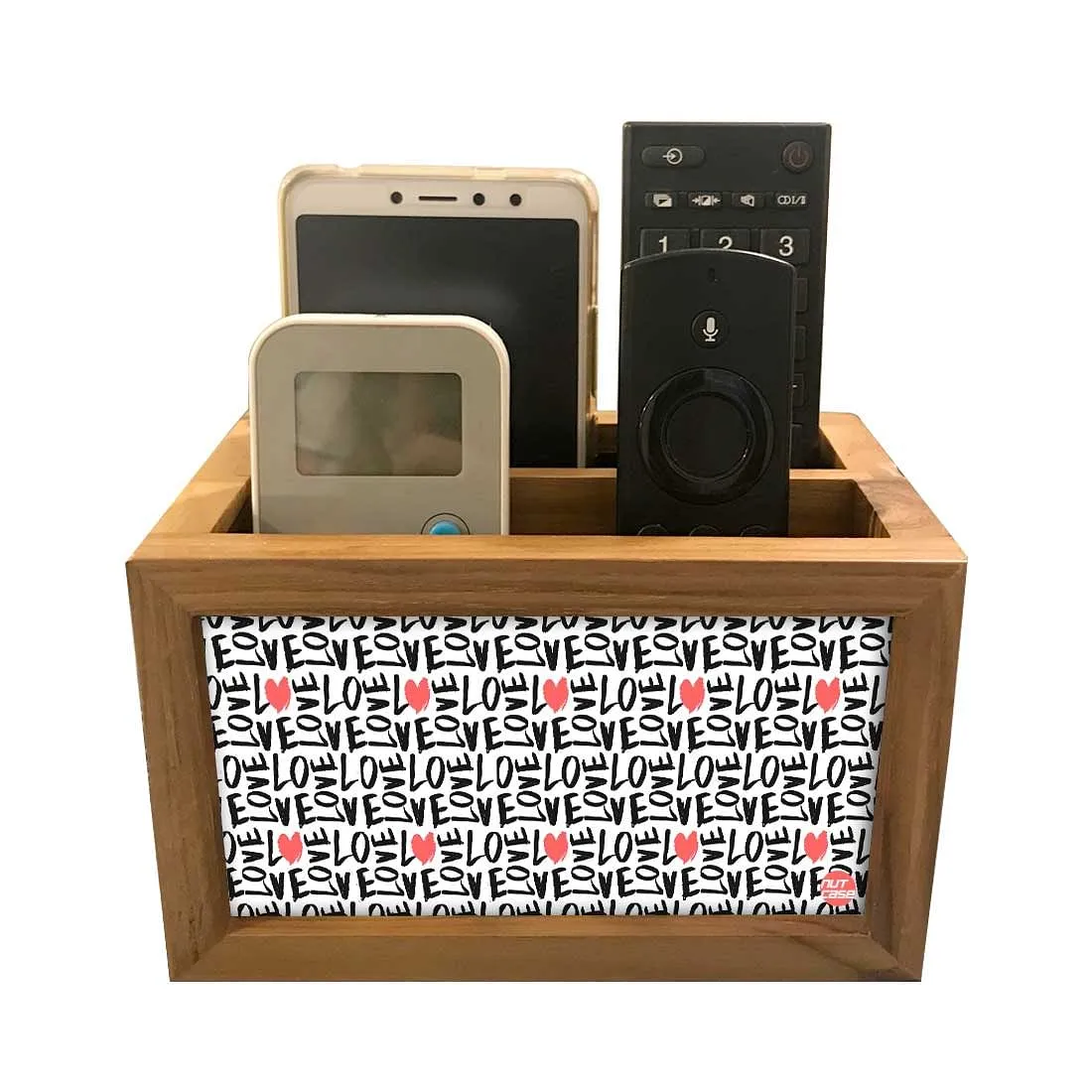 Tv Remote Control Organizer - Love Repeat Pattern