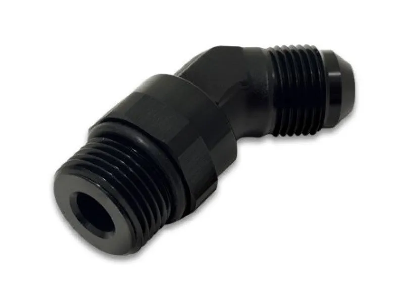 Vibrant Performance 45 Degree 12 AN Male to 12 AN Male O-Ring Adapter - Swivel - Black