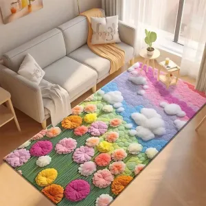 Vibrant Plush Flowers Rug