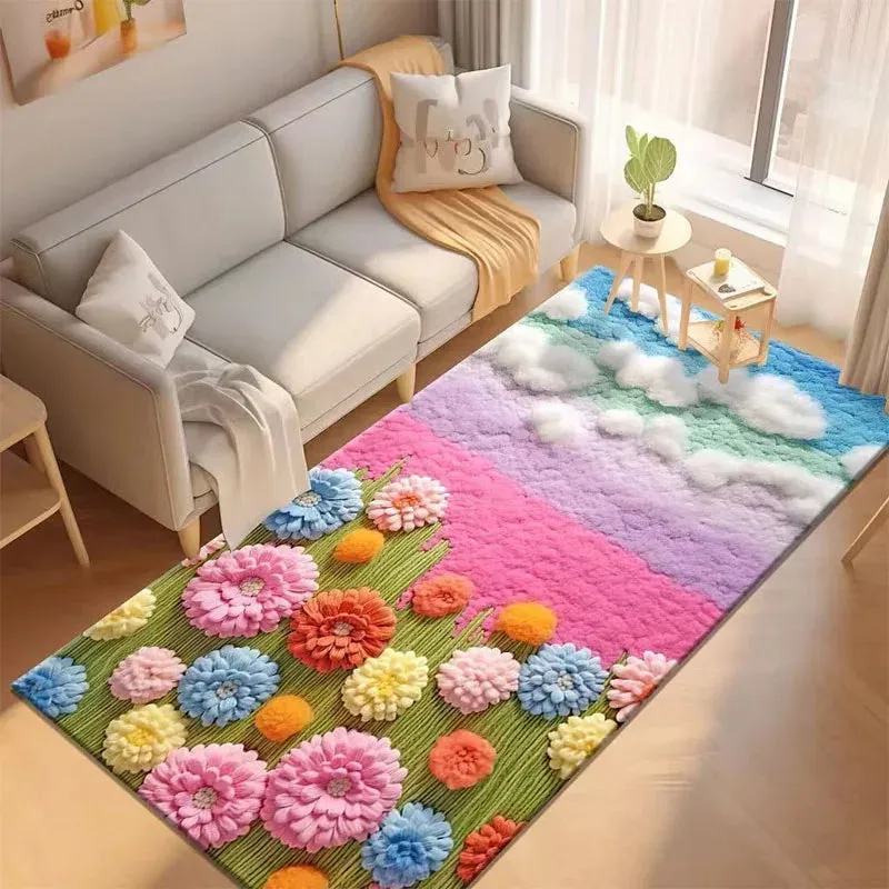 Vibrant Plush Flowers Rug