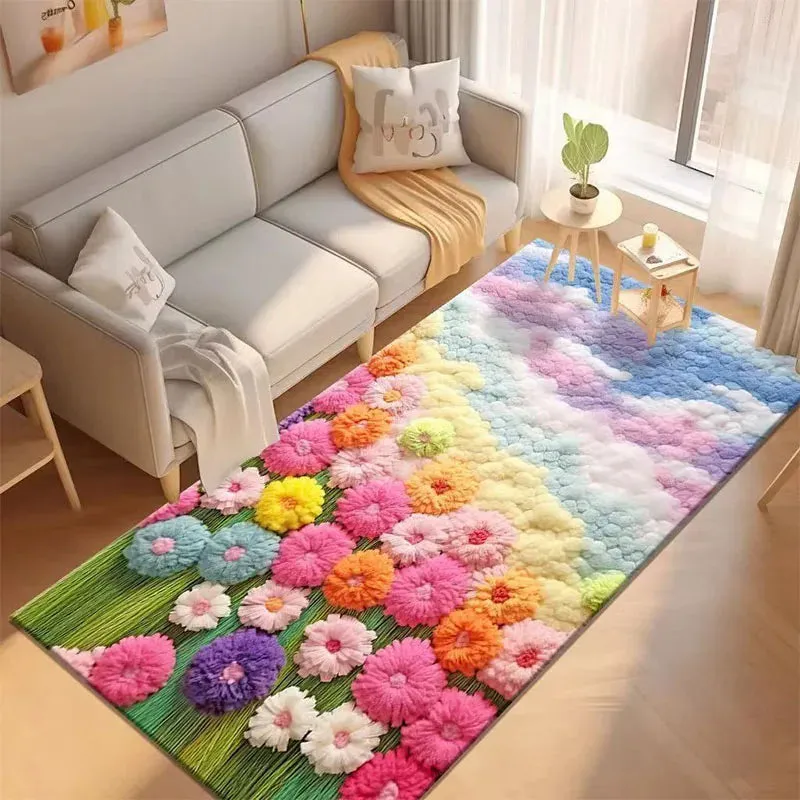 Vibrant Plush Flowers Rug