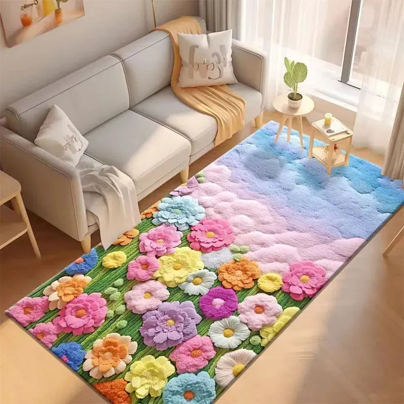 Vibrant Plush Flowers Rug