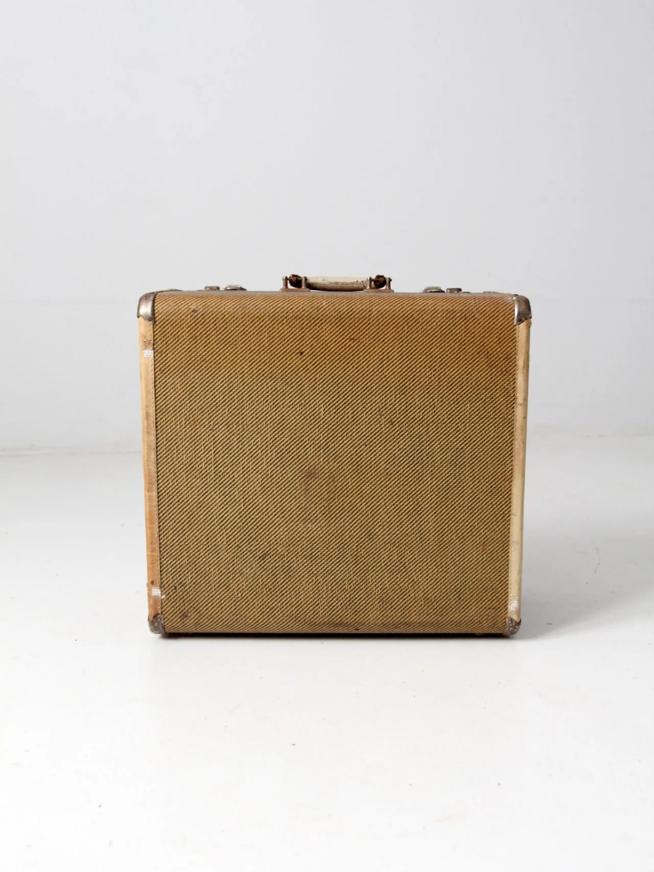 vintage square canvas suitcase