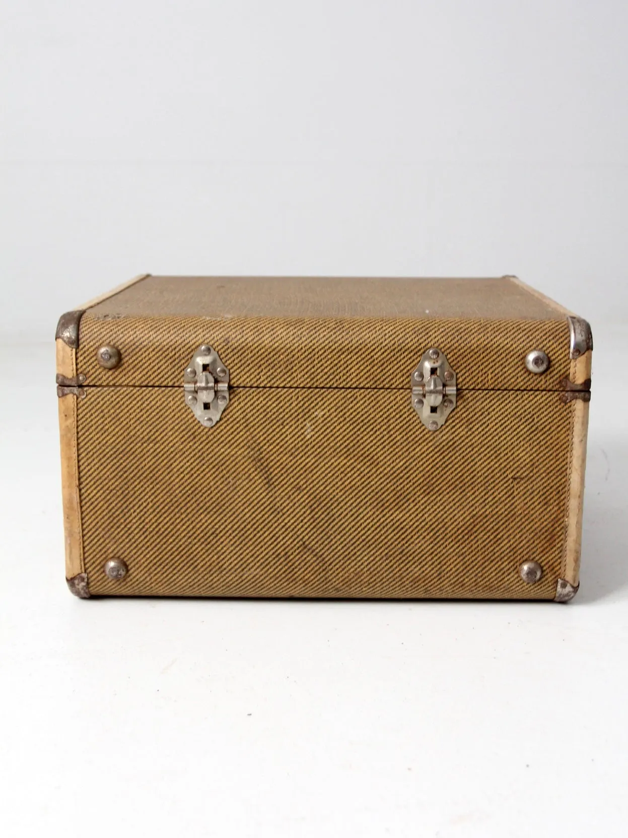 vintage square canvas suitcase