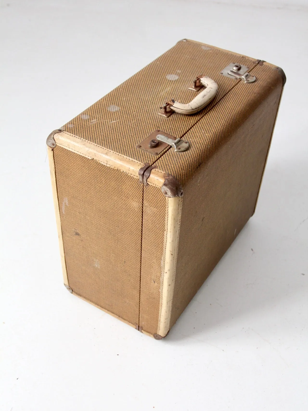 vintage square canvas suitcase