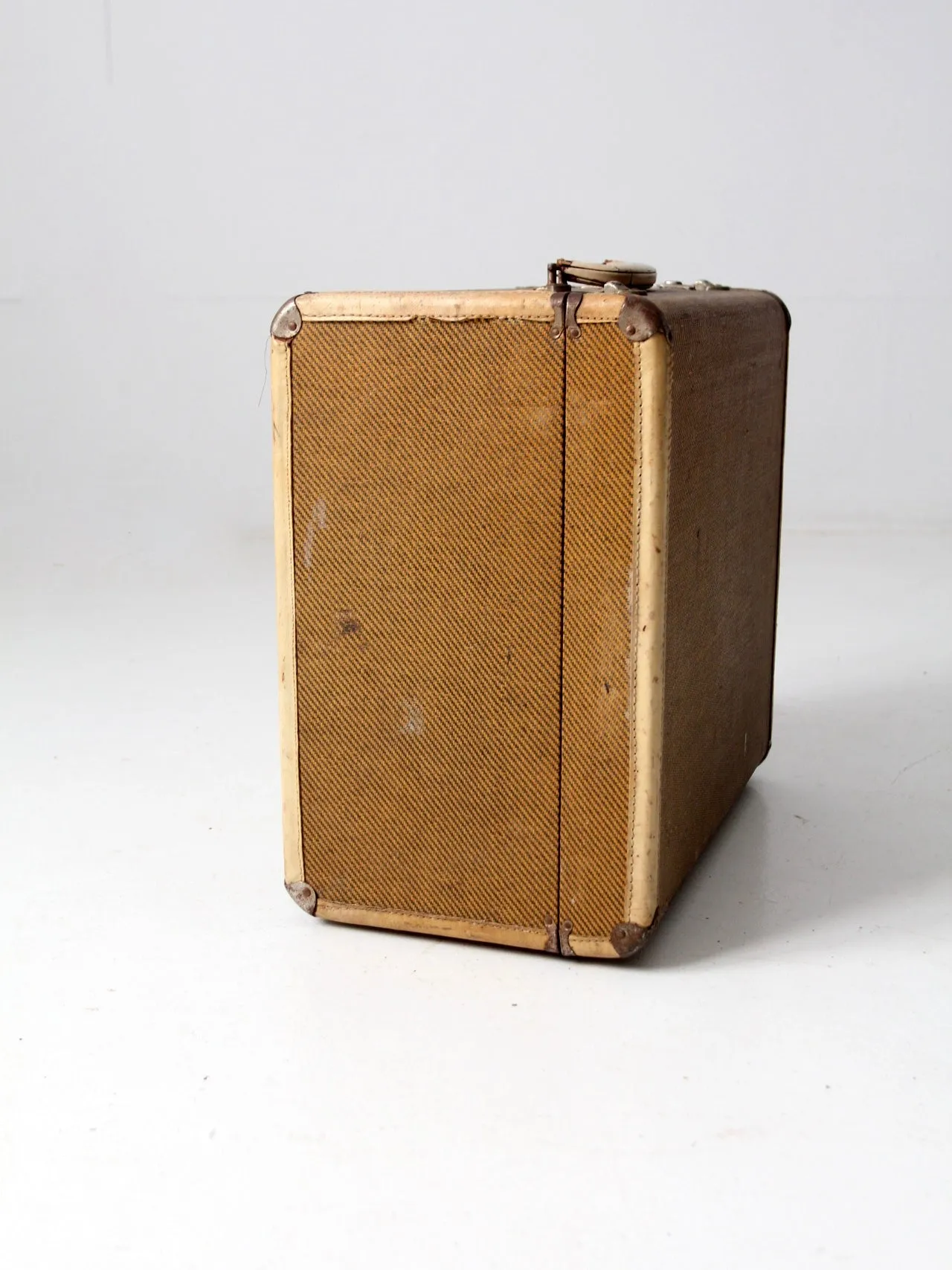 vintage square canvas suitcase