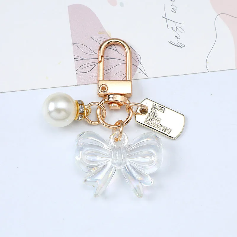 Wholesale   Bow  Keychain Word  Pendant Cute Women's Headphone Cover Bag Pendant