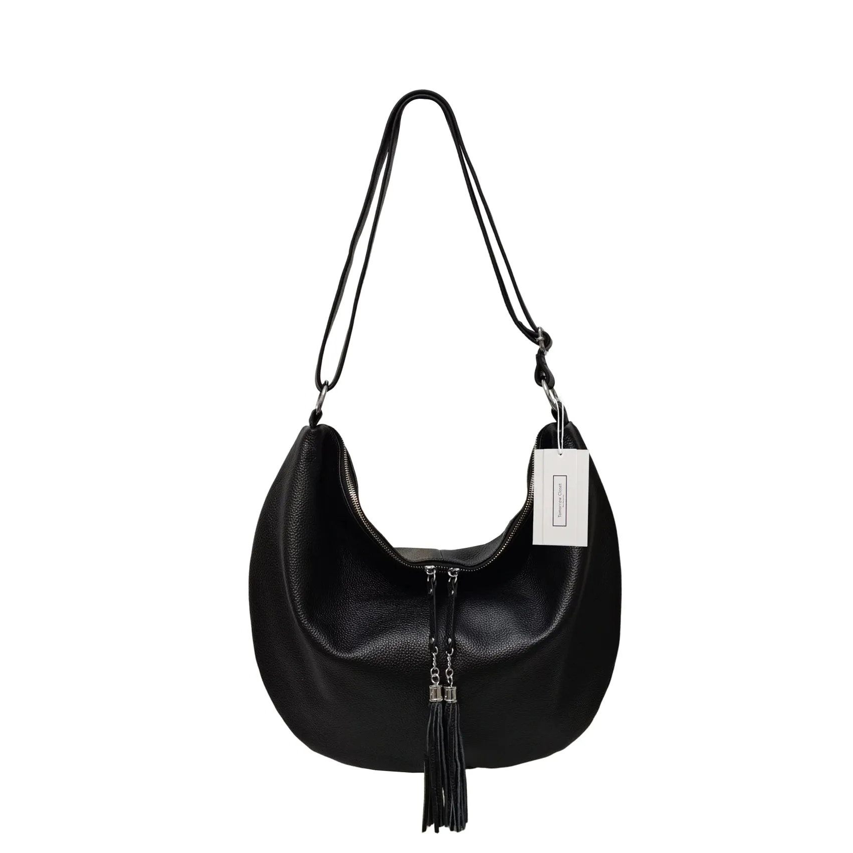 Women's genuine cowhide leather handbag Shell tassel design