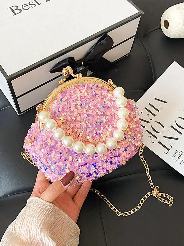 Women's Sequin Pearl Evening Mini Bag