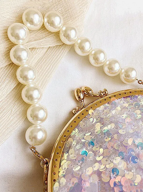 Women's Sequin Pearl Evening Mini Bag