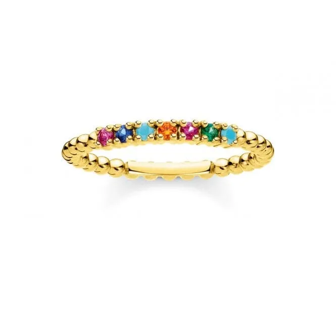 Yellow Gold Multicolour Dot Stacking Ring TR2323-488-7