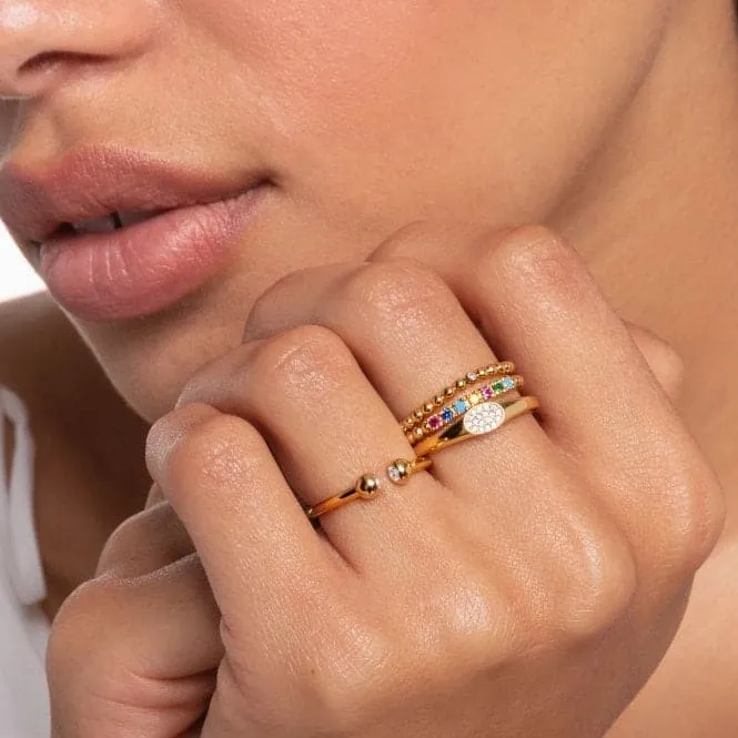 Yellow Gold Multicolour Dot Stacking Ring TR2323-488-7