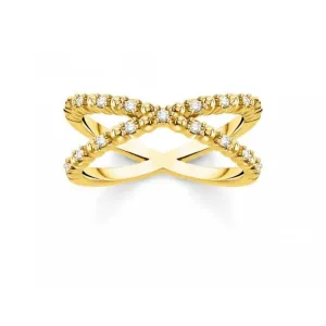 Yellow Gold Zirconia Criss Cross Ring TR2318-414-14