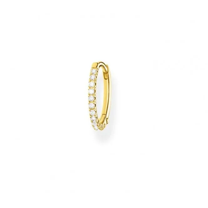 Yellow Gold Zirconia Hoop Single Earring 15mm CR657-414-14