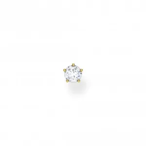 Yellow Gold Zirconia Single Ear Stud - Large H2148-414-14